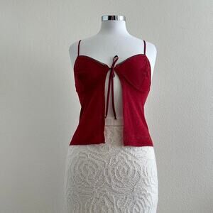 handmade red sparkly open front camisole